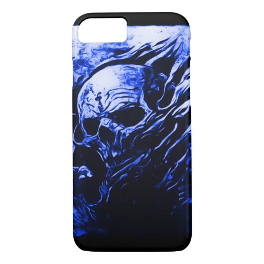 Coques Case-Mate iPhone Bleu Reaper de crâne de Skully (Dos)