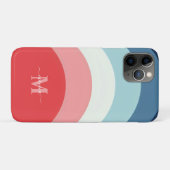 Coques Case-Mate iPhone Bleu rose arc-en-ciel rayures de courbe Monogramme (Dos (Horizontal))