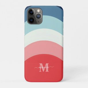 Case-Mate iPhone Case Bleu rose arc-en-ciel rayures de courbe Monogramme