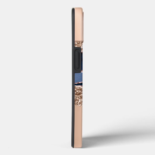 Coques Case-Mate iPhone Bleu Rose Or Liquide Ink Marbre élégant (Verso / Droite)