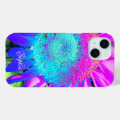 Coques Case-Mate iPhone Bleu rose rétro tournesol funky photo (Verso (horizontal))