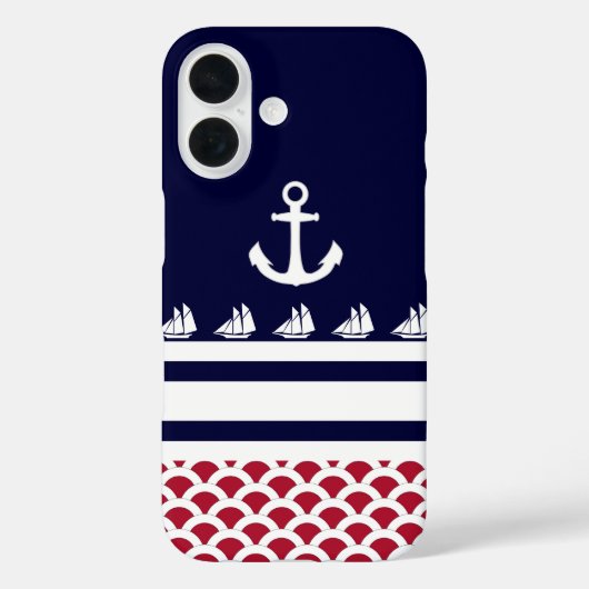 Coques Case-Mate iPhone Bleu | Rouge | Blancs et Ancres nautiques (Verso)