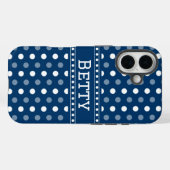 Coques Case-Mate iPhone Bleu Royal à pois (Verso (horizontal))