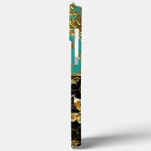 Coques Case-Mate iPhone Bleu sarcelle élégant damas floral papillon or (Verso / Gauche)