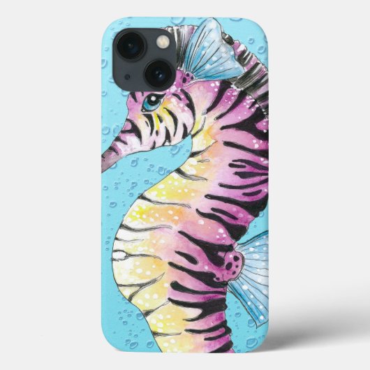 Coques Case-Mate iPhone Bleu Seahorse Zebra (Verso)