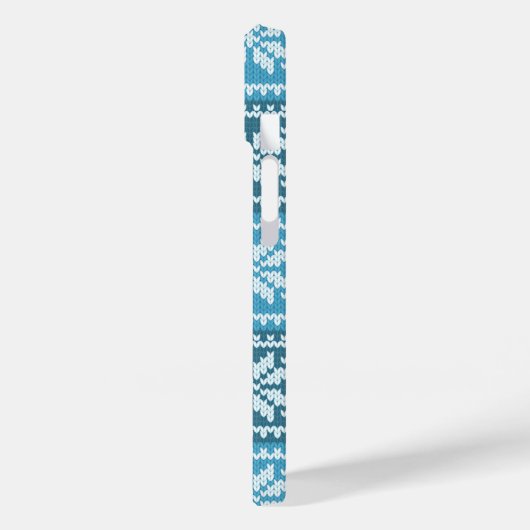 Coques Case-Mate iPhone Bleu Snowflake Faux Knit Sweat Motif Monogram (Verso / Gauche)