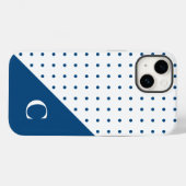 Coques Case-Mate iPhone Bleu sur blanc Polka Motif Monogramme (Verso (horizontal))