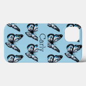 Coques Case-Mate iPhone Bleu sur les papillons bleus et plus de papillons (Verso (horizontal))