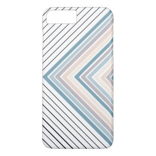 Coque iPhone 7 Plus Bleu Tan rayures plus noir et blanc rayures