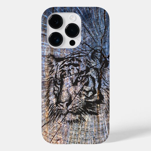Coques Case-Mate iPhone Bleu tigre en bois (Verso)
