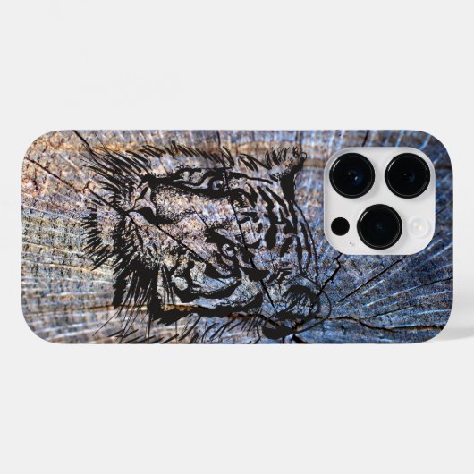 Coques Case-Mate iPhone Bleu tigre en bois (Verso (horizontal))