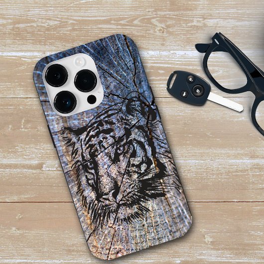 Coques Case-Mate iPhone Bleu tigre en bois