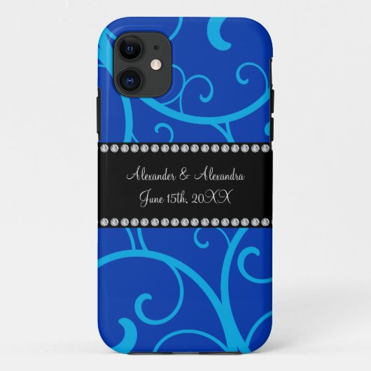 Coques Case-Mate iPhone Bleu tourbillonne les faveurs de mariage (Dos)