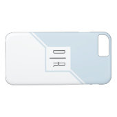 Coques Case-Mate iPhone Bleu, triangles blancs, monogramme moderne géométr (Dos (Horizontal))