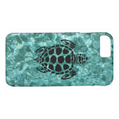 Coques Case-Mate iPhone Bleu tribal fait sur commande d'Aqua de tortue de (Dos (Horizontal))