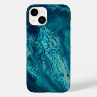 Coque Pour iPhone 14 Bleu Turquoise acrylique pourrissant Abstrait Flui