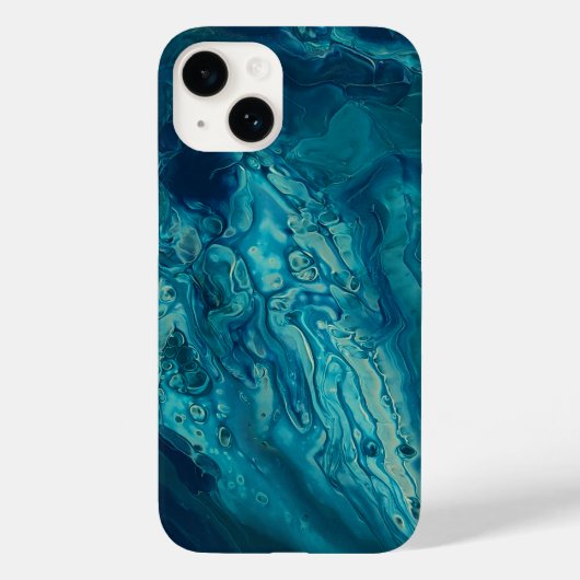 Coques Case-Mate iPhone Bleu Turquoise acrylique pourrissant Abstrait Flui (Verso)