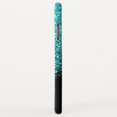Coques Case-Mate iPhone Bleu, Turquoise, Parties scintillant, Nom et Monog (Dos/Droite)