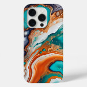 Coques Case-Mate iPhone bleu turquoise, rouille et or peinture abstrait (Verso)