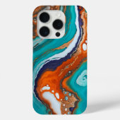 Coques Case-Mate iPhone bleu turquoise, rouille et or peinture abstrait (Verso)