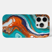 Coques Case-Mate iPhone bleu turquoise, rouille et or peinture abstrait (Verso (horizontal))
