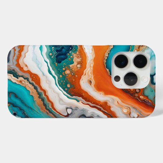 Coques Case-Mate iPhone bleu turquoise, rouille et or peinture abstrait (Verso (horizontal))