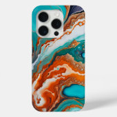 Coques Case-Mate iPhone bleu turquoise, rouille et or peinture abstrait (Verso)