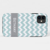 Coques Case-Mate iPhone Bleu verdâtre pâle Chevron (Dos (Horizontal))