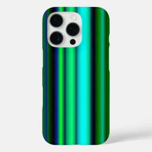 iPhone 16 Pro Case Bleu Vert arc-en-ciel rayures
