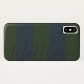 Coques Case-Mate iPhone Bleu Vert bande Nom personnalisé (Dos (Horizontal))
