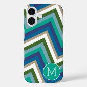 Coques Case-Mate iPhone Bleu Vert Chevron Motif simple Monogramme (Verso)