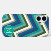 Coques Case-Mate iPhone Bleu Vert Chevron Motif simple Monogramme (Verso (horizontal))