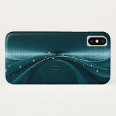 Coques Case-Mate iPhone Bleu-Vert Faux Métallic Moderne Vagues Dynamiques (Dos (Horizontal))