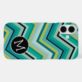 Coques Case-Mate iPhone Bleu Vert noir Chevron Motif simple Monogramme (Verso (horizontal))