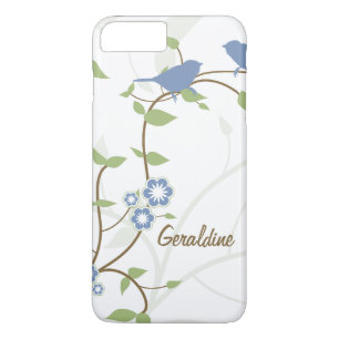 Coque Case-Mate Pour iPhone Bleu Vert Oiseaux Fleurs Feuilles