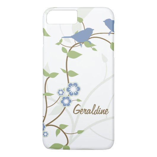 Coques Case-Mate iPhone Bleu Vert Oiseaux Fleurs Feuilles (Dos)