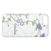 Coques Case-Mate iPhone Bleu Vert Oiseaux Fleurs Feuilles (Dos (Horizontal))