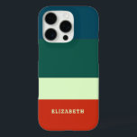 Coques iPhone 16 Pro Bleu, Vert Orange Motif Personnalisé<br><div class="desc">Un motif à rayures bleu et orange tendance ajoute une touche audacieuse et moderne à votre coque iPhone 16 Pro personnalisé. Customisez-le avec un nom,  un monogramme ou des initiales pour un look unique et élégant.</div>