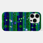 Coques Case-Mate iPhone Bleu vert rayures avec étoiles et Raindrops (Verso (horizontal))