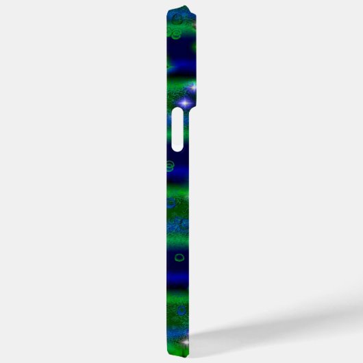 Coques Case-Mate iPhone Bleu vert rayures avec étoiles et Raindrops (Verso / Droite)