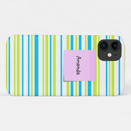 Coques Case-Mate iPhone Bleu Vert simple Grilles motif Rose note collante (Dos (Horizontal))