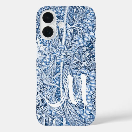 Coques Case-Mate iPhone Bleu vintage au monogramme (Verso)