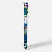 Coques Case-Mate iPhone Bleu violet vert rétro motif floral avec nom (Verso / Droite)