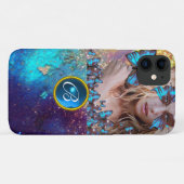 COQUES Case-Mate iPhone BLEUE BÂTIMENT LADY, TURQUOISE GOLD SPARKLE GEM MO (Dos (Horizontal))
