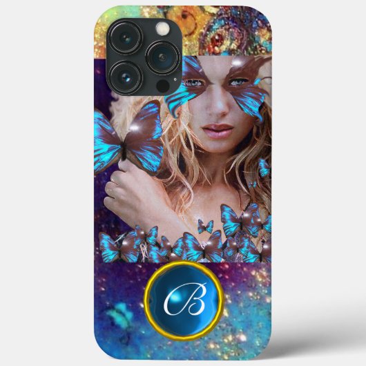 COQUES Case-Mate iPhone BLEUE BÂTIMENT LADY, TURQUOISE GOLD SPARKLE GEM MO (Verso)