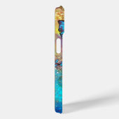 COQUES Case-Mate iPhone BLEUE BÂTIMENT LADY, TURQUOISE GOLD SPARKLE GEM MO (Verso / Droite)