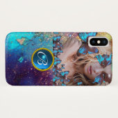 COQUES Case-Mate iPhone BLEUE BÂTIMENT LADY, TURQUOISE GOLD SPARKLE GEM MO (Dos (Horizontal))