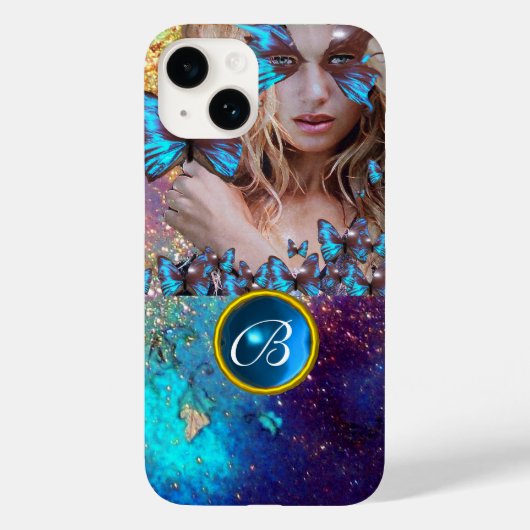 COQUES Case-Mate iPhone BLEUE BÂTIMENT LADY, TURQUOISE GOLD SPARKLE GEM MO (Verso)