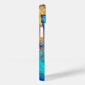 COQUES Case-Mate iPhone BLEUE BÂTIMENT LADY, TURQUOISE GOLD SPARKLE GEM MO (Verso / Droite)