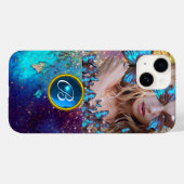 COQUES Case-Mate iPhone BLEUE BÂTIMENT LADY, TURQUOISE GOLD SPARKLE GEM MO (Verso (horizontal))